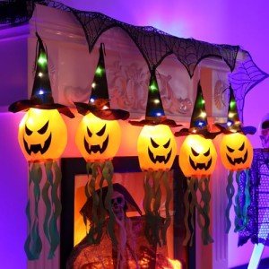 Battery-Powered Waterproof Halloween Pumpkin Lights - 5 Pack
