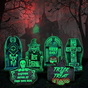 6 Pack Fluorescent Halloween Graveyard Decorations