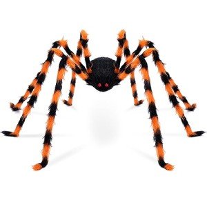 Giant Spooky Halloween Spider Decoration with Red Eyes