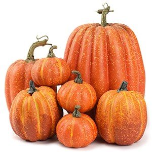 Set of 7 Artificial Pumpkins for Fall Decor