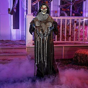 Animated Grim Reaper Decor with Illuminated Eyes