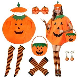7-Piece Halloween Pumpkin Costume Set for Adults