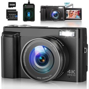 48MP 4K Digital Camera with 180° Flip Screen