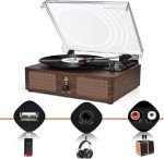 Bluetooth Turntable with Built-In Speakers - Vintage