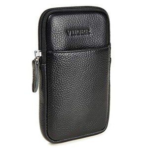 Leather Phone Holster with Belt Clip, Dual Pockets