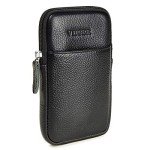 Leather Phone Holster with Belt Clip, Dual Pockets