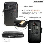 Leather Phone Holster with Belt Clip, Dual Pockets