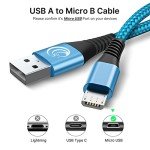 Yosou 3-Pack 2M Nylon Micro USB Fast Charger
