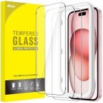 JETech iPhone 15 Screen Protector, Tempered Glass, 3-Pack