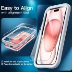 JETech iPhone 15 Screen Protector, Tempered Glass, 3-Pack