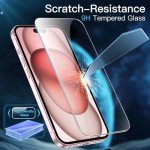 JETech iPhone 15 Screen Protector, Tempered Glass, 3-Pack