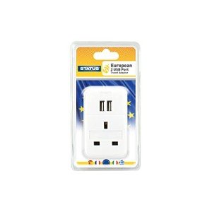 Travel Adapter with 2 USB Charging Ports – White