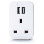 Travel Adapter with 2 USB Charging Ports – White