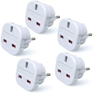5-Pack UK to EU Travel Adapters
