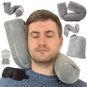 Flexible Memory Foam Travel Neck Pillow (Grey)
