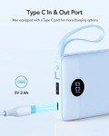 10000mAh Slim Power Bank with Built-in Cable