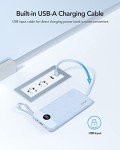 10000mAh Slim Power Bank with Built-in Cable