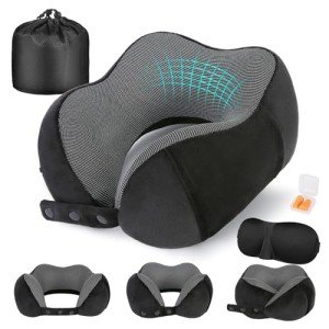 Ergonomic Memory Foam Travel Neck Pillow Set