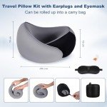 Travel Neck Pillow with Memory Foam, Eye Mask & Earplugs