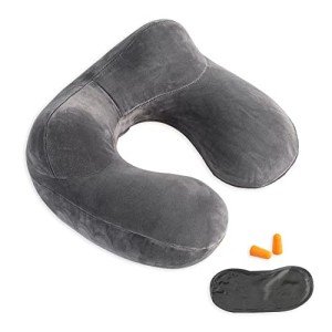 Inflatable Travel Pillow - Soft Velvet Neck Support