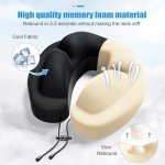 Travel Neck Pillow - Portable Memory Foam with Earplugs