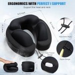 Travel Neck Pillow - Portable Memory Foam with Earplugs