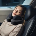 Travel Neck Pillow - Portable Memory Foam with Earplugs