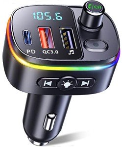 Bluetooth FM Transmitter with USB C & RGB Lights