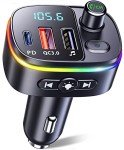Bluetooth FM Transmitter with USB C & RGB Lights