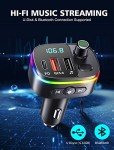Bluetooth FM Transmitter with USB C & RGB Lights
