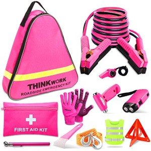 THINKWORK Pink Car Emergency Kit for Women