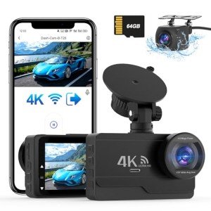 DYNACAM 4K Dual Dash Cam with WiFi and Card