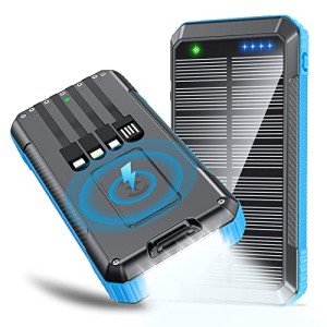 Wireless Solar Charger 33800mAh with LED Lights