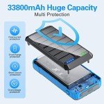 Wireless Solar Charger 33800mAh with LED Lights