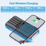 Wireless Solar Charger 33800mAh with LED Lights
