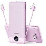 VEGER Portable Charger with Built-in Cables, 10000mAh