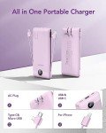 VEGER Portable Charger with Built-in Cables, 10000mAh
