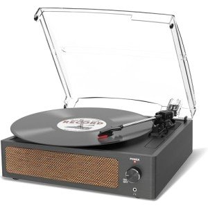 Vintage Vinyl Record Player with Wireless Speaker
