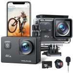 WOLFANG 4K Action Camera with 32GB MicroSD Card