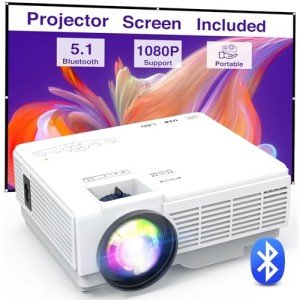 YOOYAA Mini Bluetooth Projector with Screen - Full HD