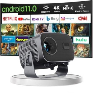 Portable 4K HD Android Projector with WiFi 6