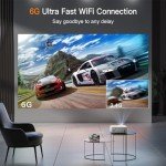 Smart 4K WiFi Projector with AI Focus & Tripod