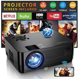 Roconia 1080P 5G WiFi Bluetooth Movie Projector