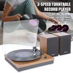 Vosterio Bluetooth Turntable with Speakers - Walnut