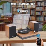 Vosterio Bluetooth Turntable with Speakers - Walnut
