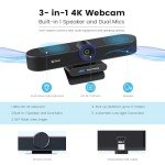 TONGVEO 4K Webcam with AI Auto Framing