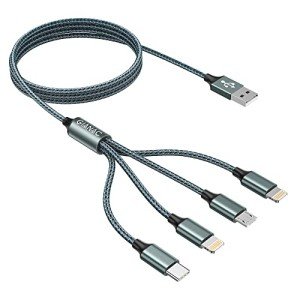 4-in-1 Nylon Braided Multi Charger Cable - 1.2M