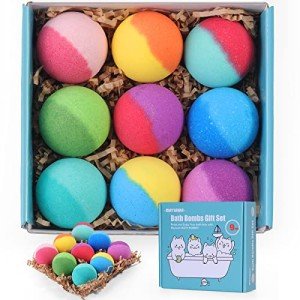 Vegan Bath Bomb Gift Set for Women, 9 Pieces