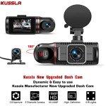 Kussla 3-Channel 1080P Dash Cam with Night Vision