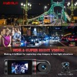 Kussla 3-Channel 1080P Dash Cam with Night Vision